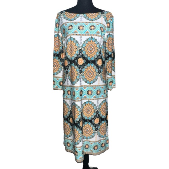 London Times - Geometric Print Dress - Size 10 - Picture 8 of 8